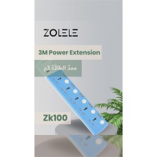 Zolele ZK100 3M Power Extension EU Plug With 5 Socket & 2 USB Charging